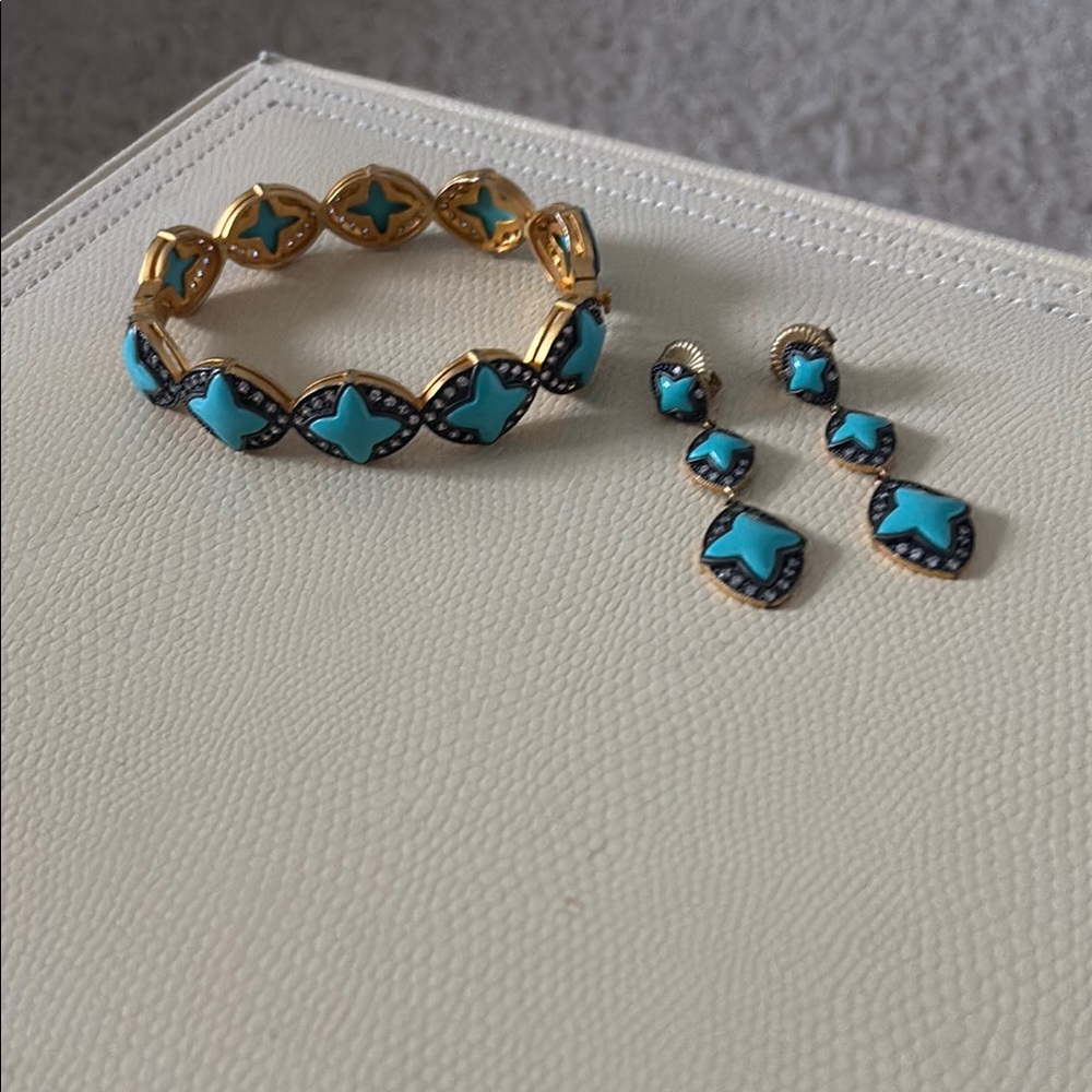 Freida Rothman Gold and Turquoise Star Jewelry Set